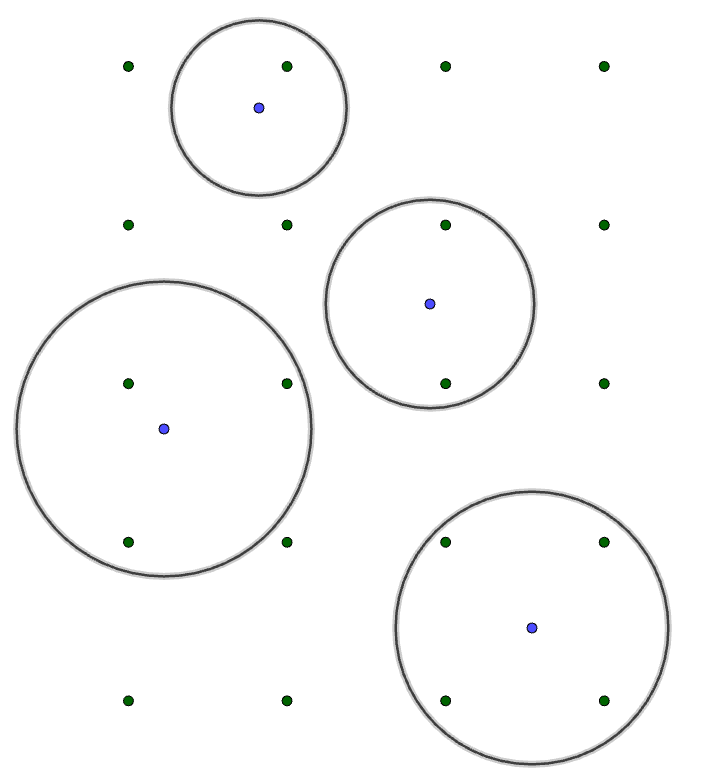 Hilapisteitä ympyröiden sisälle