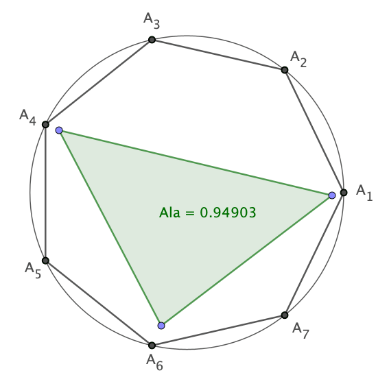Suurin kolmio säännölliseen&nbsp;monikulmioon
